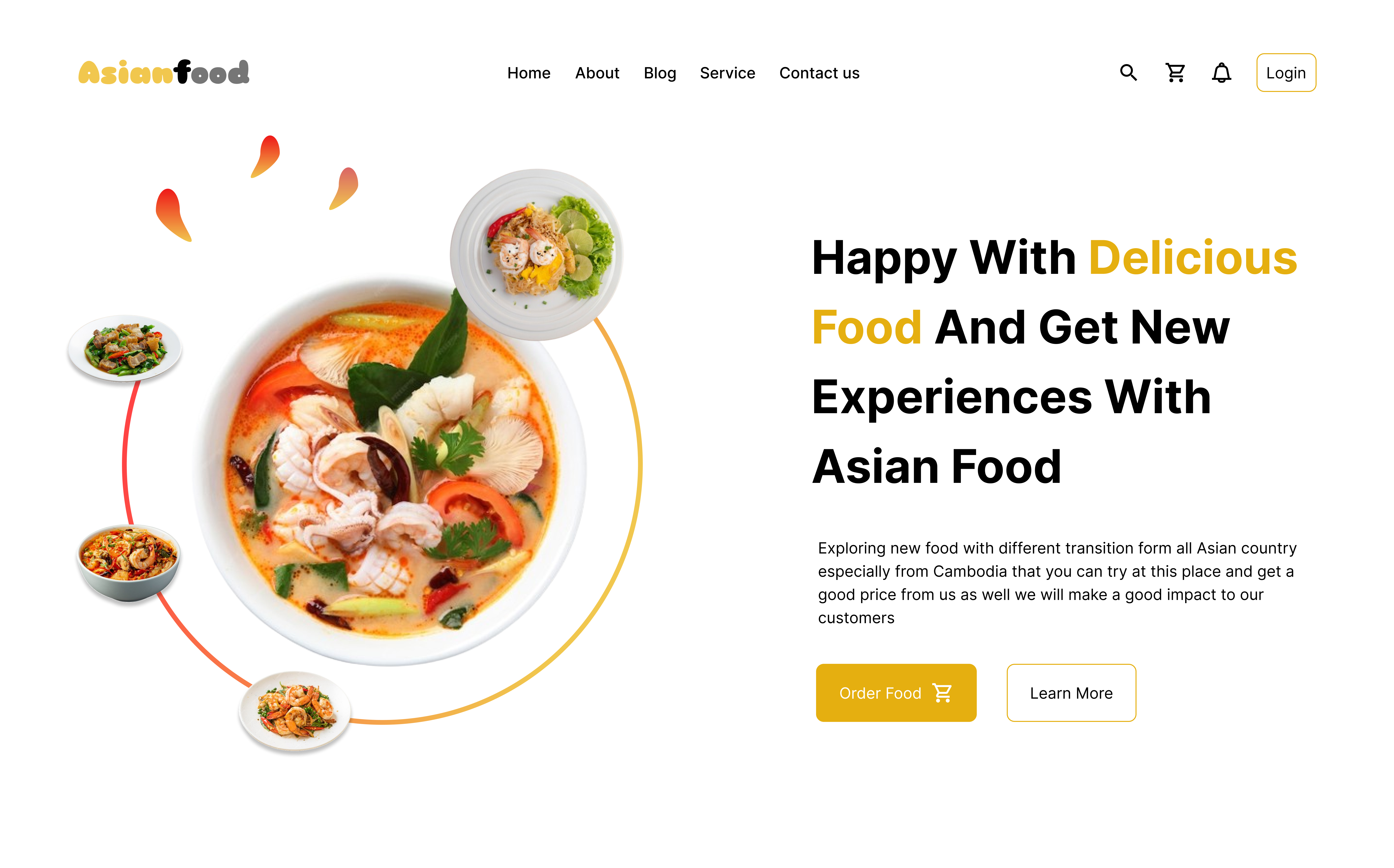 food ordering website interface